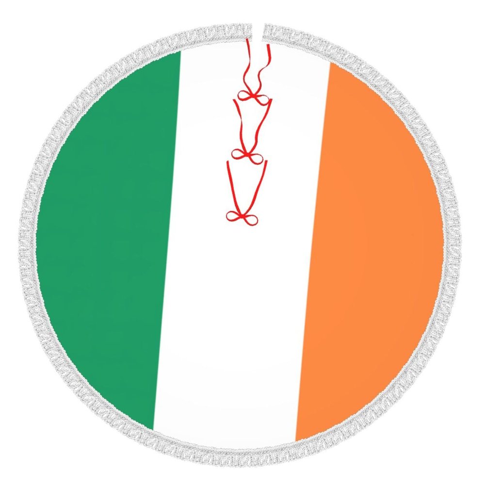 Irish Flag Christmas Tree Skirt, 48 in, Fringe Lace
