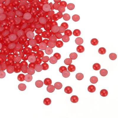 QUARKZMAN 300-Piece 4 mm Flat-Back Half-Pearls, Red