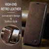 SLWYF Flip Phone Case for Samsung Galaxy S25 with 2 Tempered Glass Screen Protectors, Premium PU Leather, Card Slots, Coffee view 3