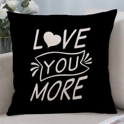 Yelolyio Decorative Pillow Cover with “Love You More” Quote, Cotton-Linen, 55.9 x 55.9 cm