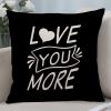 Yelolyio Decorative Pillow Cover with “Love You More” Quote, Cotton-Linen, 55.9 x 55.9 cm view 1