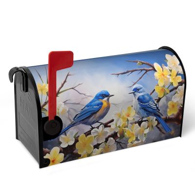 Dacawin Magnetic Mailbox Cover, Bluebirds & Spring Flowers, Waterproof, 64 x 53 cm
