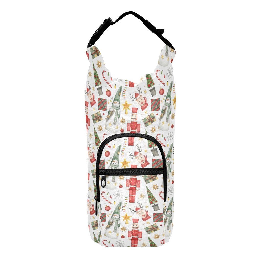 linqin Christmas Nutcracker, Deer & Snowman Water Bottle Holder Bag