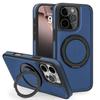 Magnetic Leather Case for iPhone 16 Pro Max with MagSafe Compatibility, 360° Rotating Stand, Blue view 1