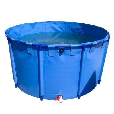 JQGADL Above-Ground Canvas Fish Pond Pool, Round, Foldable, Blue, 1.8 x 0.8 m / 2,000 L