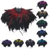 KBOPLEMQ Gothic Feather Cape Poncho, Victorian Feather Shrug, Feather Cape for Halloween Carnival Costume, Feather Collar Shoulder Wrap Bolero, Shoulder Wings, Scarf, Rooster Feathers, Punk Black Poncho view 2