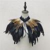 KBOPLEMQ Gothic Feather Cape Poncho, Victorian Feather Shrug, Feather Cape for Halloween Carnival Costume, Feather Collar Shoulder Wrap Bolero, Shoulder Wings, Scarf, Rooster Feathers, Punk Black Poncho view 4
