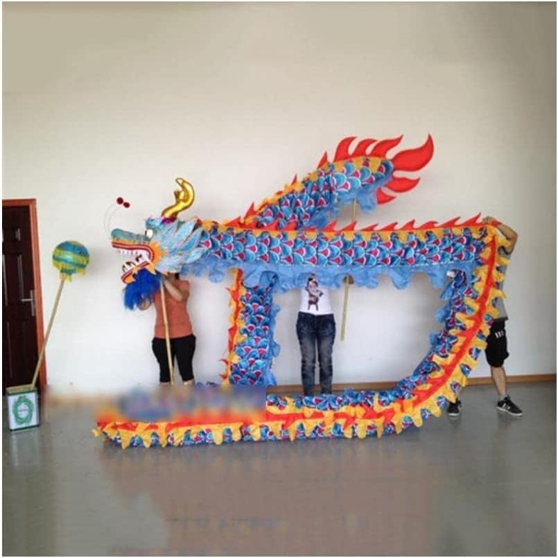 15 m Silk Lion Dance Costume Head for 8 Players, Outdoor Parade and Chinese New Year