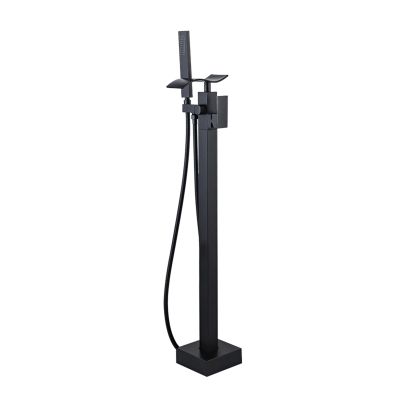 CWCQGH Freestanding Black Bathtub Waterfall Faucet with Shower, 360° Swivel Spout, Tub Faucet, B