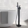 CWCQGH Freestanding Black Bathtub Waterfall Faucet with Shower, 360° Swivel Spout, Tub Faucet, B view 2