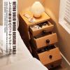 HBOOMOEM Solid Wood Nightstand, 3-Tier Storage, Walnut, 50 x 30 cm view 3