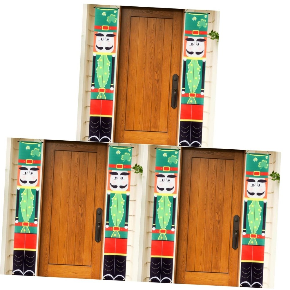 Amosfun 3 Pairs St. Patrick’s Day Door Banners, Plush Gnomes, Polyester