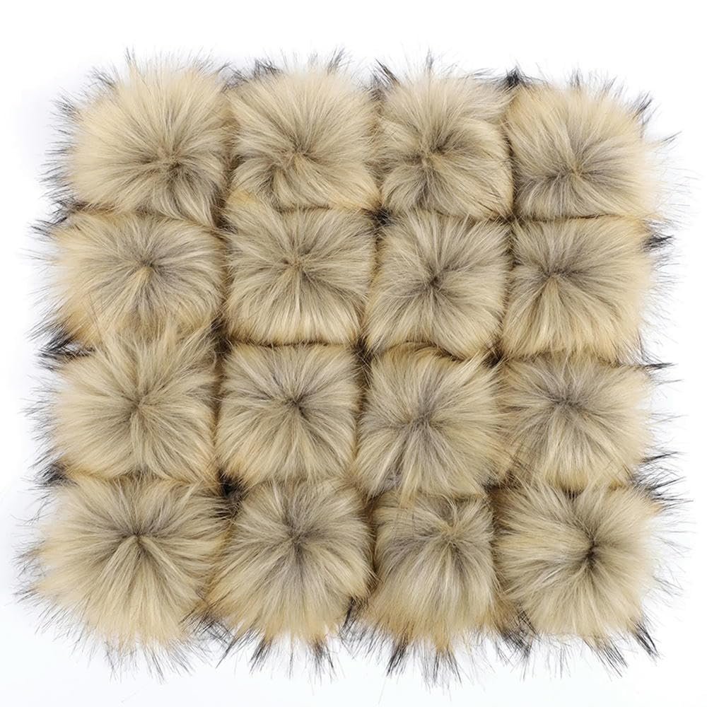 ROCILA 2-Pack 10/12/15 cm Faux Fur Pompoms for Hats, DIY Knitted Hat Accessories