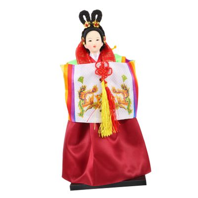KONTONTY Korean Hanbok Doll Traditional Craft Figurine with Stable Base