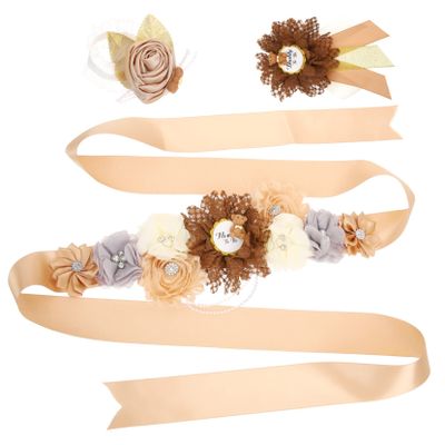 Holibanna Sash for Expectant Mother with Floral Pattern and Fine Lace, Fashionable Satin Party Sash for Pregnancy and Baby Shower