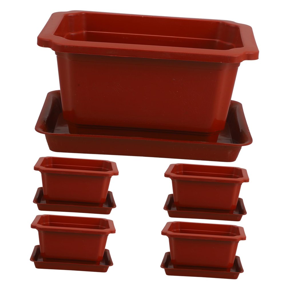 Sosoport 5-Piece Large Flower Pots with Saucers, Bonsai Planters for Garden and Balcony, for Flowers and Succulents, Durable and Elegant