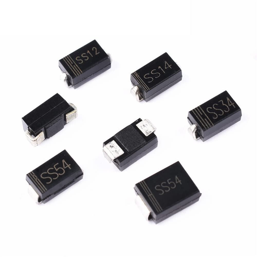 MAAPCHP 100-Piece SMA Rectifier Diode Set M1 M4 M7 SS12 SS14 SS16 SS24 SS34 SS26 SS36 SS110 SS210 SS210 US1M RS2M RS1M ES1D 1N4007 M7 DO-214AC DIY LED