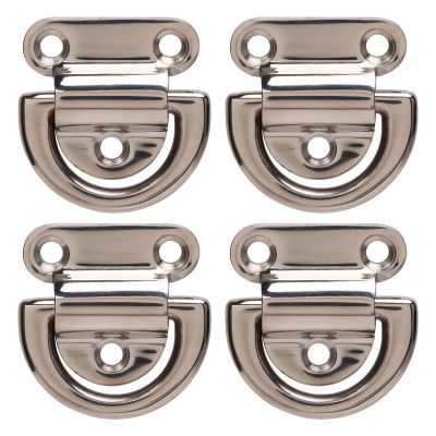 4 Sets Foldable Stainless Steel D-Rings for Marine Yachts