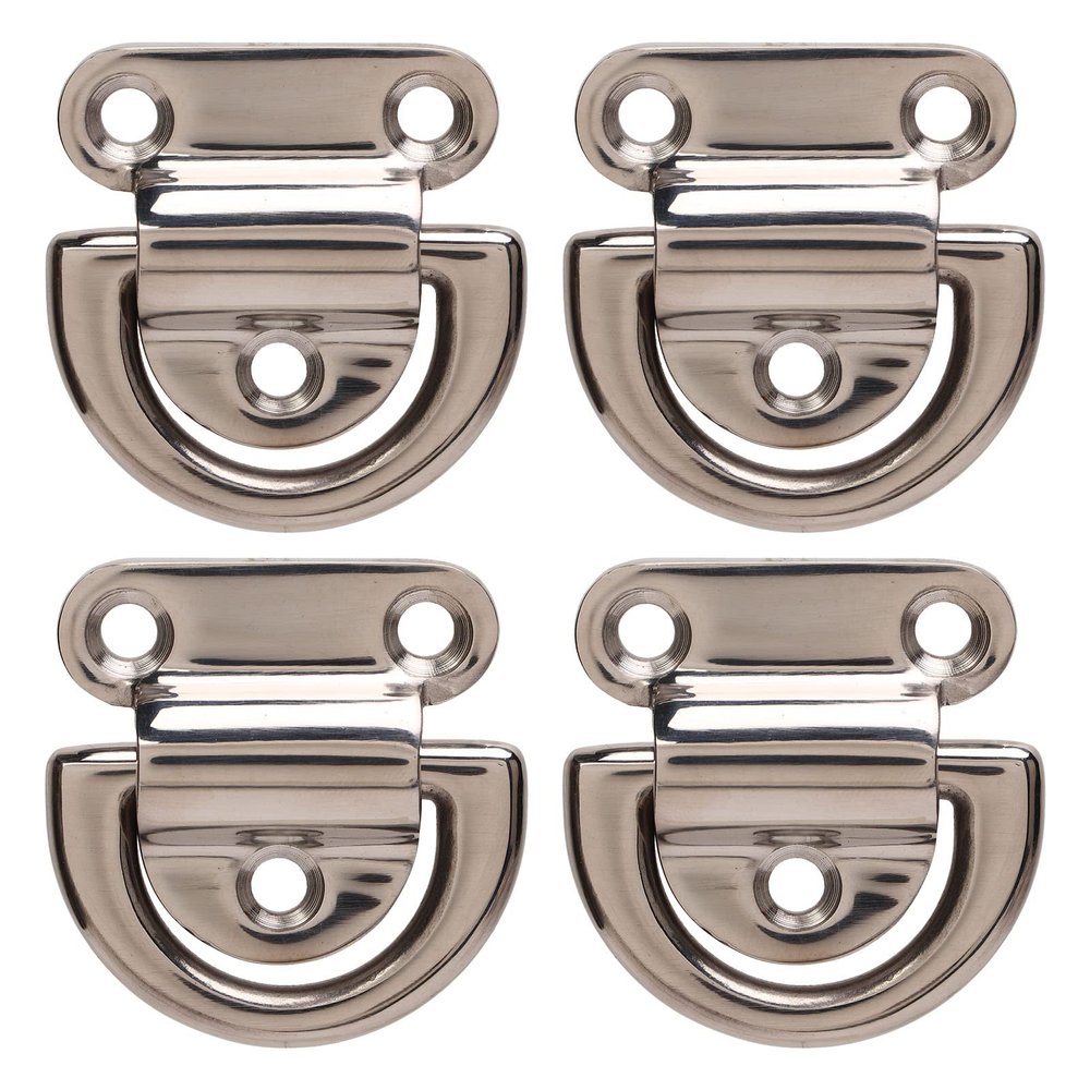 4 Sets Foldable Stainless Steel D-Rings for Marine Yachts