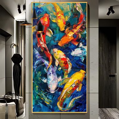 Paint by Numbers for Adults, 40 x 80 cm Koi Fish, Acrylic Canvas, Unframed, F39