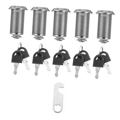 Zinc Alloy Cabinet Cam Locks, 5-Pack, Silver