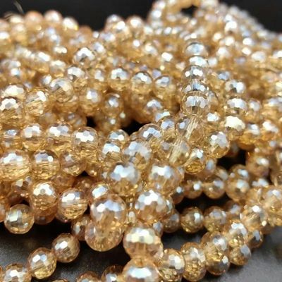 30 8 mm Crystal Glass Beads, Round Faceted, Champagne AB Color