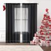 GAIFNAG Sheer Linen-Look Curtain Panel, 240 x 140 cm, Black view 1