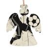I Love Soccer Printed Wooden Christmas Ornaments, Angel-Shaped, 4-Piece Set view 1