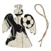 I Love Soccer Printed Wooden Christmas Ornaments, Angel-Shaped, 4-Piece Set view 2