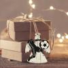 I Love Soccer Printed Wooden Christmas Ornaments, Angel-Shaped, 4-Piece Set view 4