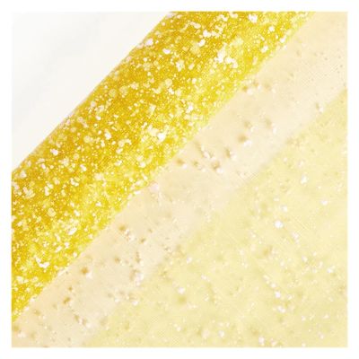 WENH 4 Yards Craft Snow-Dot Mesh for DIY Wedding, Party, Bouquet and Gift Wrapping (Yellow)
