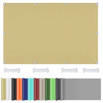 Waterproof Shade Sail, 5 x 10 m, Square, 98% UV Protection, Cream, with Free Rope