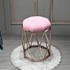 Pink Velvet Vanity Stool with Metal Legs and Non-Slip Pads view 1