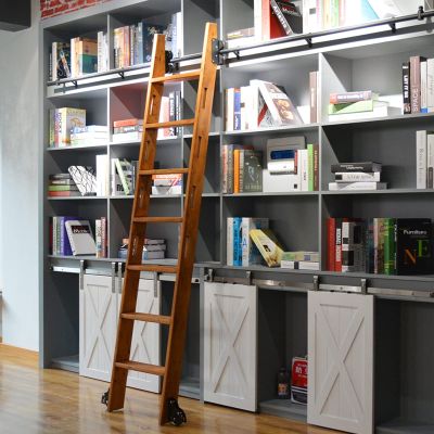 Rolling Ladder Hardware Kit for Library, Sliding Roller Track, Round Tube, Mobile Track with Floor Wheels, 400 cm