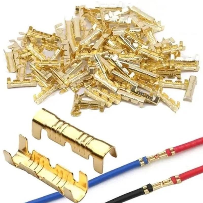 REIUAFWYGV 50/100/200PCS 0.5–1.5 mm² U-Shaped 453 Wire Connectors, Small-Tooth Fascia Butt Terminals, Quick Plug-In Crimp Terminals (50 PCS)