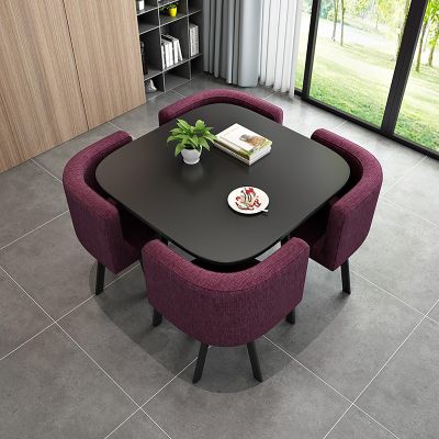 Round Marble Dining Table Set for 4 with Chairs and Desk