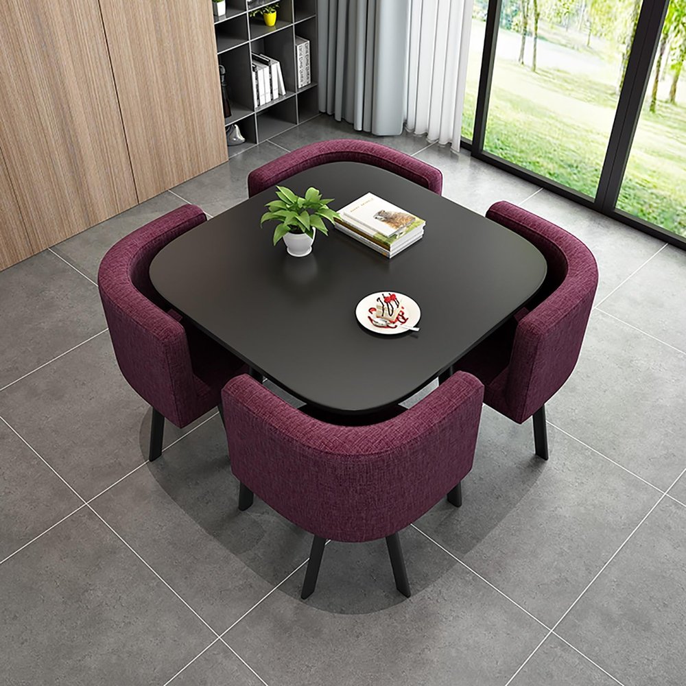 Round Marble Dining Table Set for 4 with Chairs and Desk