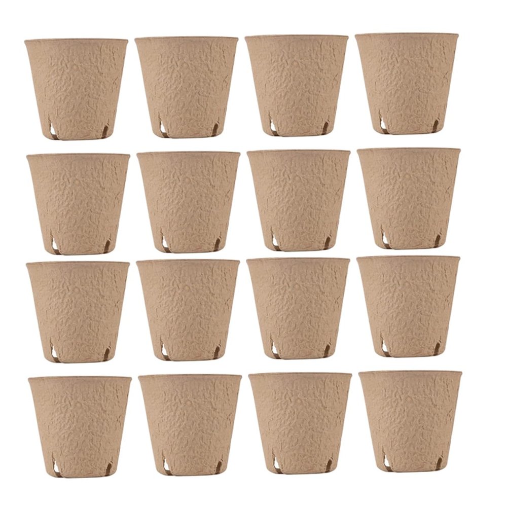 BESPORTBLE 50-Piece Round Paper Seedling Pots with Drainage Holes, Biodegradable Plant Containers for Seedlings and Flowers