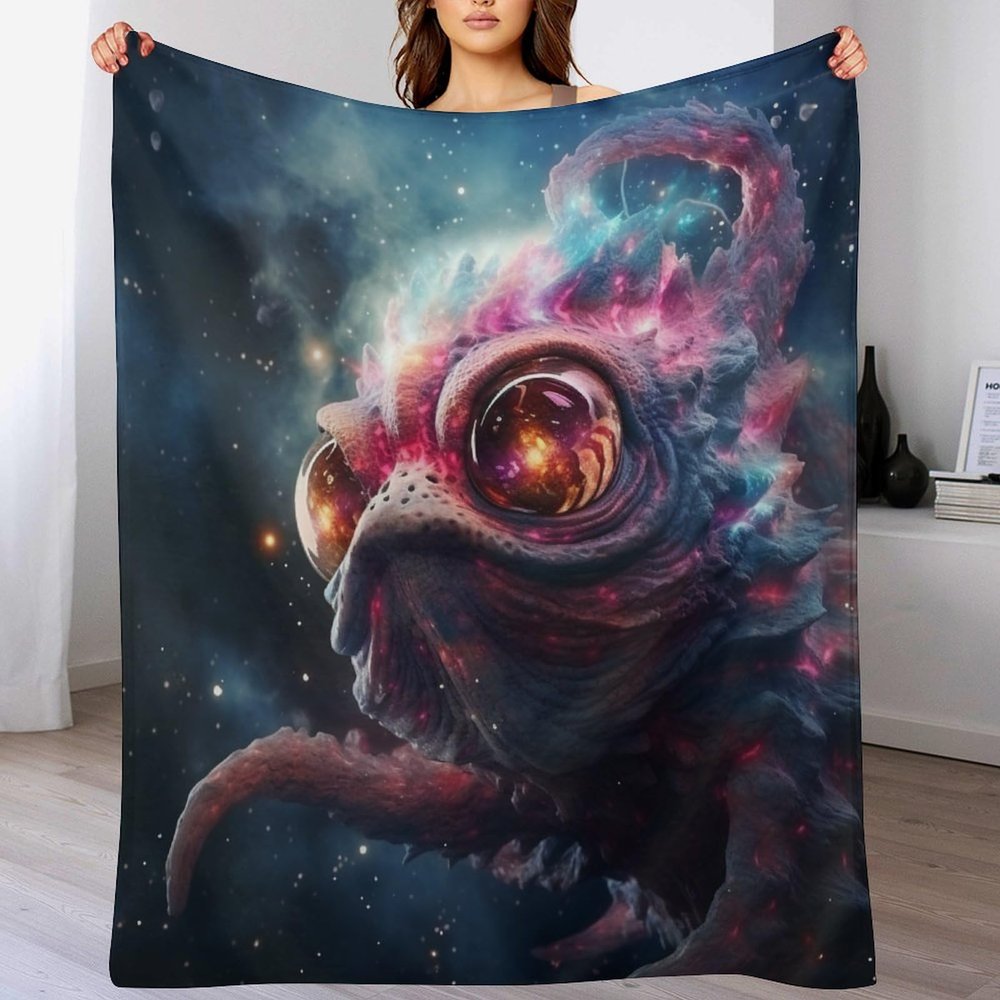 Octopus Blanket, Thick Cozy Fleece Blanket with 3D Pattern, Warm and Soft Flannel Throw, Four-Season Sofa Blanket 51 x 59 in