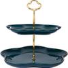 XWBLDBDFC 2-Tier Ceramic Cupcake and Dessert Stand view 1