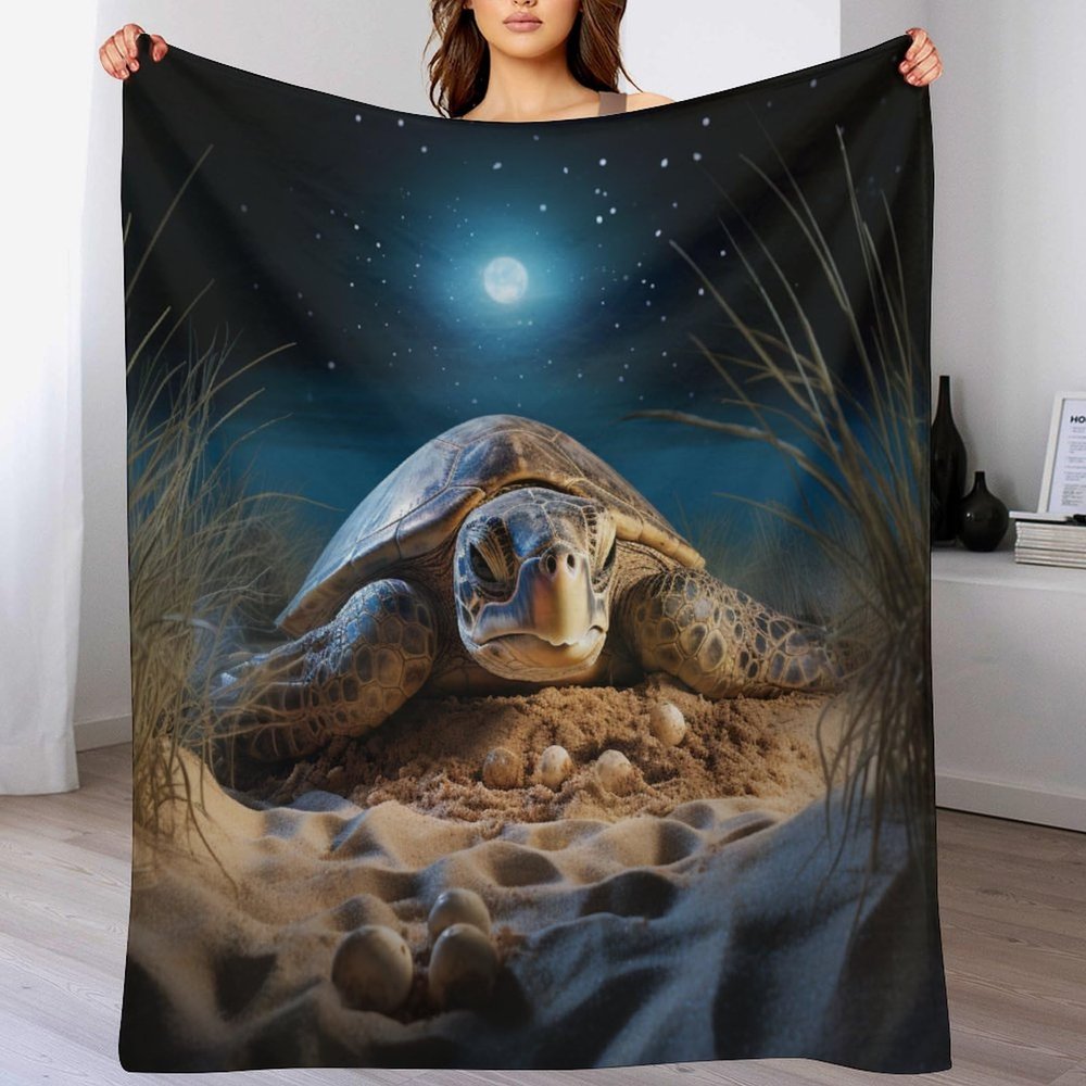 AAPZY 100% Flannel Blanket, Sea Turtle 3D Digital Print, Soft Throw Blanket for All Seasons, 180 x 200 cm
