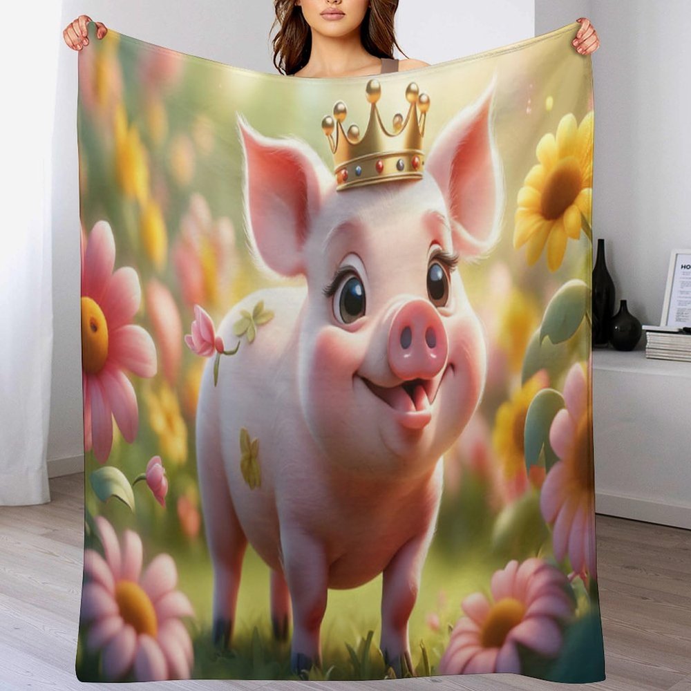 AAPZY Cute Pig Blanket, Soft Fleece Throw for All Seasons, 40 x 50 in