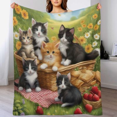 Soft Flannel 3D Printed Fleece Blanket, Cute Cat, 130 x 150 cm