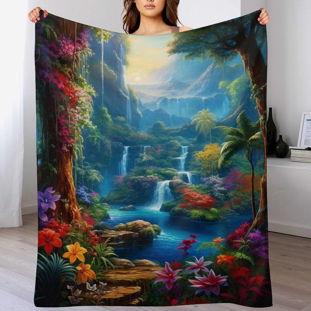 AAPZY Snowy Nature Fleece Blanket, Gift for Women, Men, Girls and Boys, Four Seasons, Super Soft Plush Blanket for Sofa, Sleeper Sofa or Office, 150 x 200 cm
