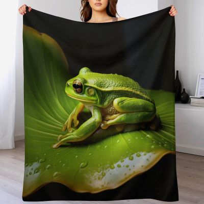 AAPZY Frog Fleece Blanket, Extra-Soft Fluffy Flannel Throw, 180 x 200 cm