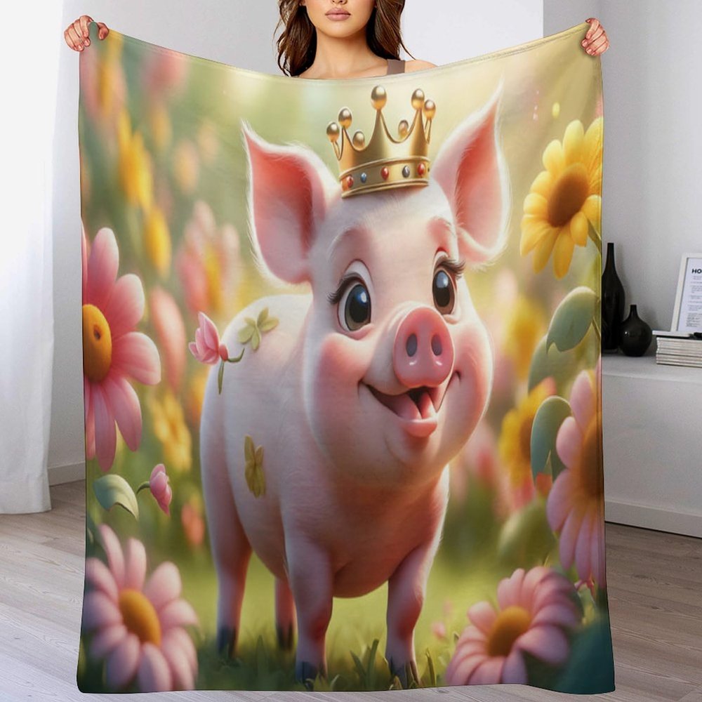 AAPZY Pig Flannel Throw Blanket, Soft Picnic Blanket for Bedroom, Sofa and Outdoor Use, 150 × 200 cm