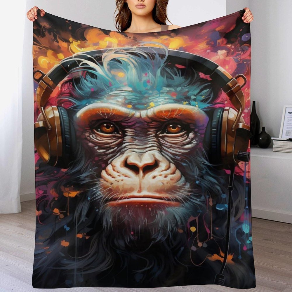 Gorillas Flannel Fleece Throw Blanket, Super Soft Warm Microfiber, 150 × 200 cm