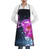 SATUSA Waterproof Apron with Purple Butterfly and Floral Print, Pockets, for Men and Women view 1