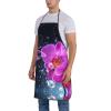 SATUSA Waterproof Apron with Purple Butterfly and Floral Print, Pockets, for Men and Women view 2