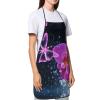 SATUSA Waterproof Apron with Purple Butterfly and Floral Print, Pockets, for Men and Women view 3